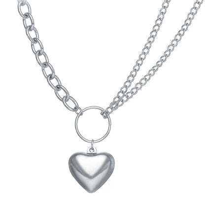 French sweet cool heart shaped necklace for women