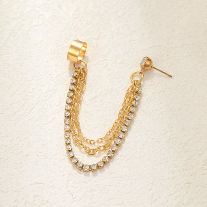 Rhinestone Chain Earrings Ear Clip Wholesale