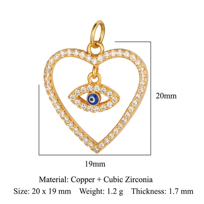 Peach heart key lock copper zircon pendant