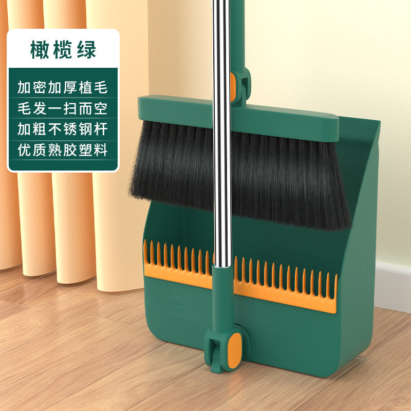 Folding Broom and Dustpan Set, Soft Brush, Hair-Resistant