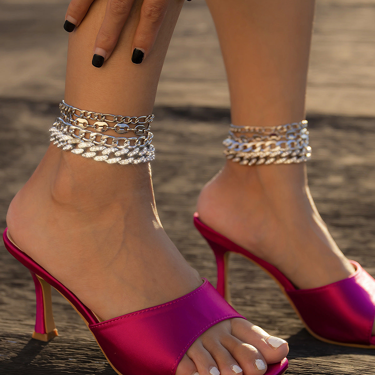 Tassel alloy water drop rhinestone anklet