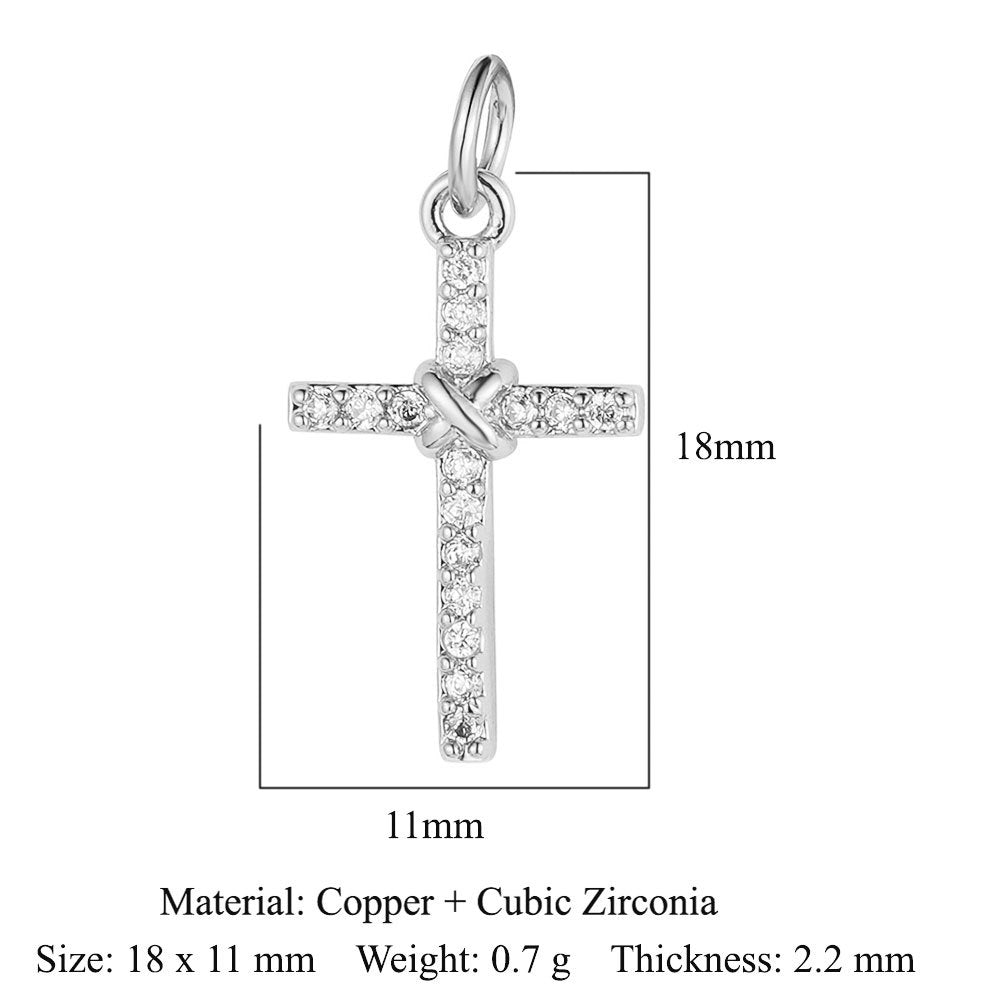 Cross Star Moon Copper Zircon Pendant