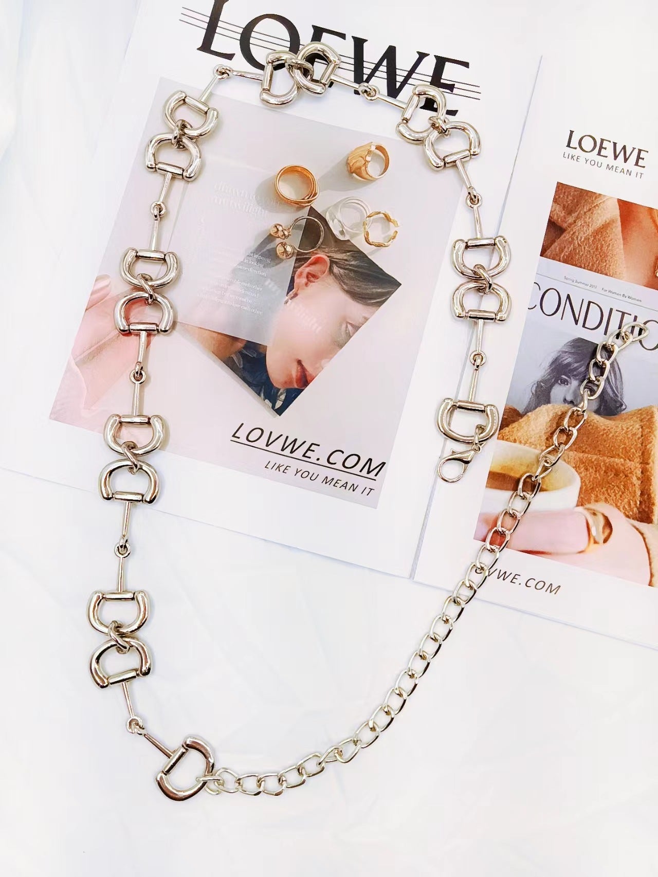 Letter Buckle D Buckle Thin Waist Chain