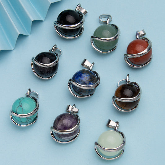 Crystal Free Rotating Bead U-Shaped Pendant