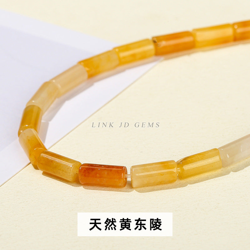 4 * 9 natural jade powder crystal round tube loose beads