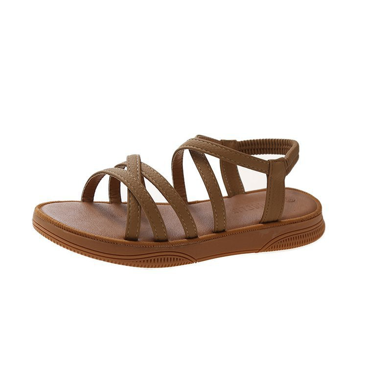 Elastic flat-soled soft-soled sandals