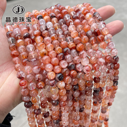 Natural red gum flower crystal loose bead hair crystal