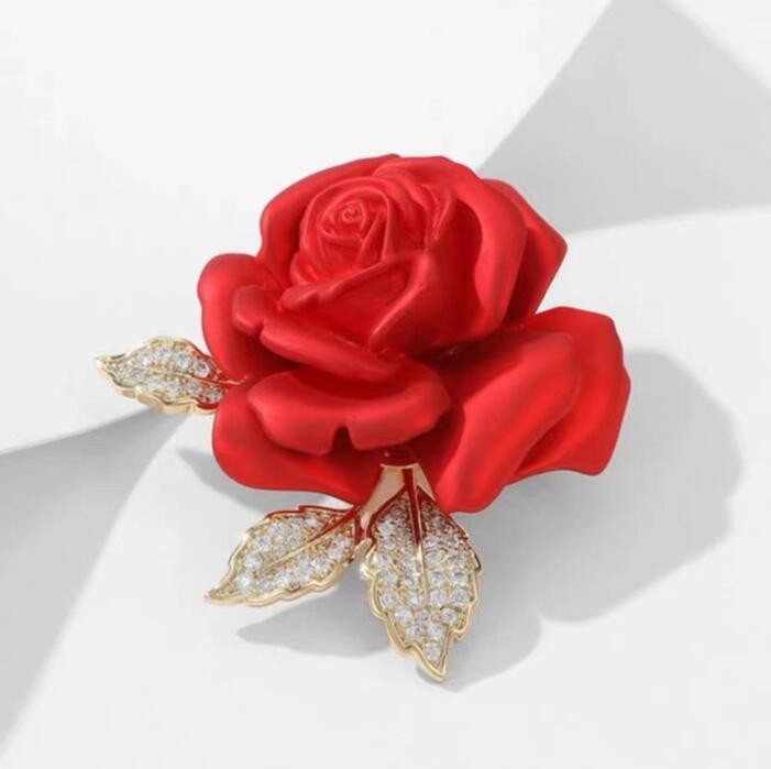 Red Rose Temperament Brooch