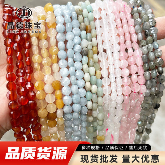 6 * 4Mm cut agate round cake-shaped loose bead facets