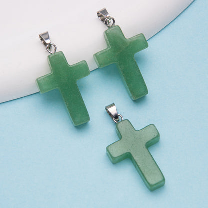 Natural Stone Cross Crystal Agate Pendant