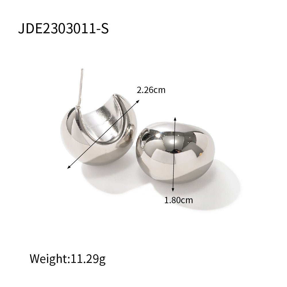 Half-circle thick C-shaped hollow earrings