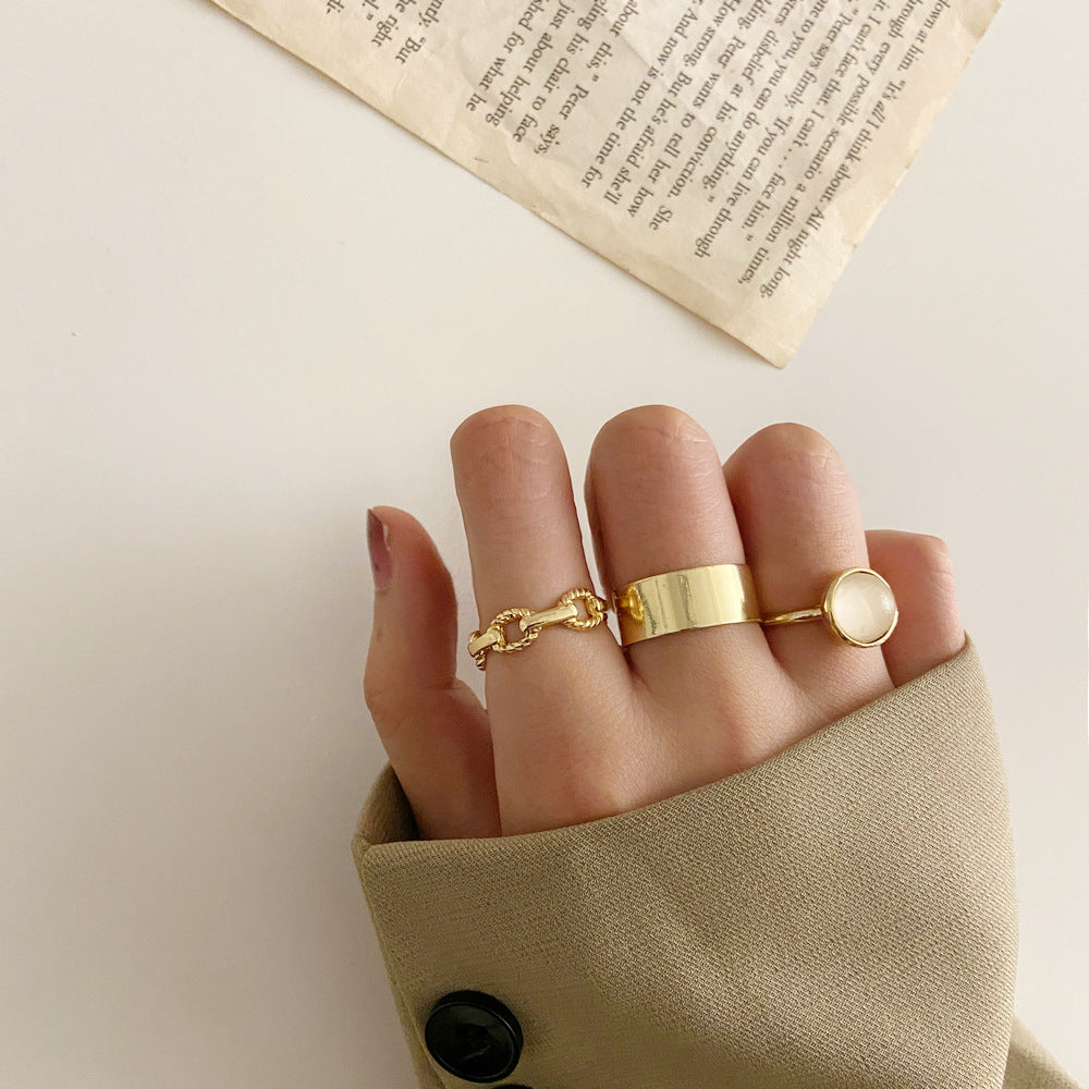 Simple retro personality chain ring 3-piece set