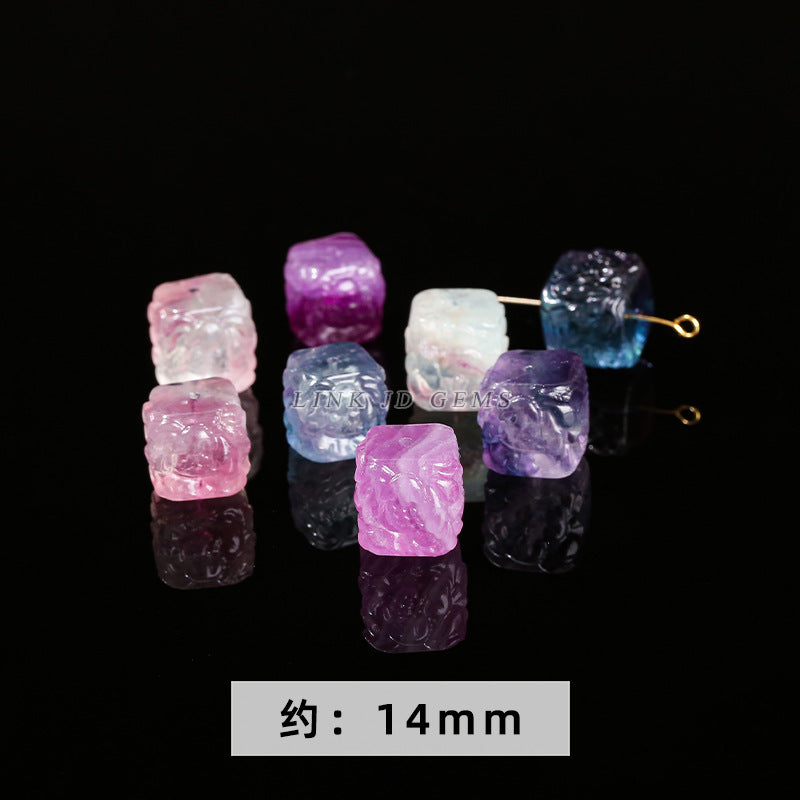 Natural color fluorite diamond pestle accessories crystal engraved pendant