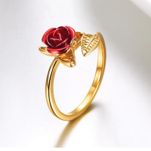 Alloy Adjustable Opening Rose Ring