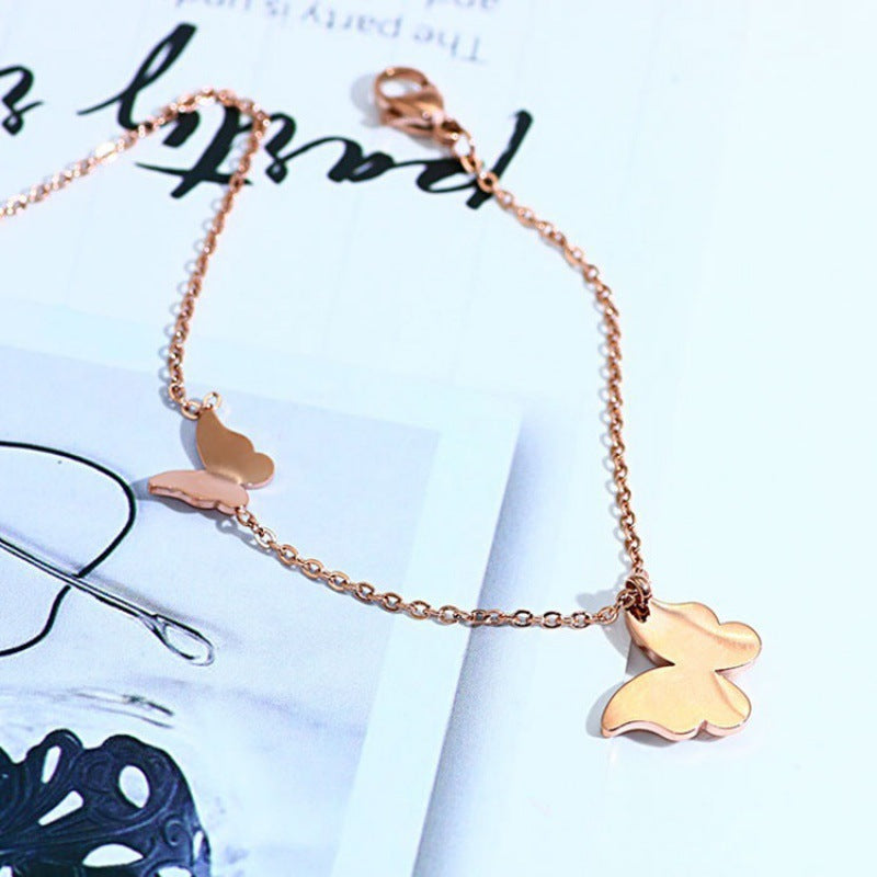 Double butterfly matte anklet