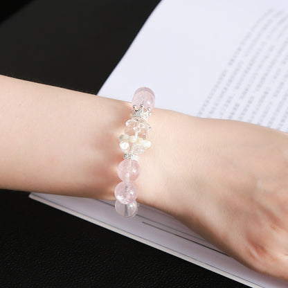 Natural moissanite quartz white crystal mixed bracelet