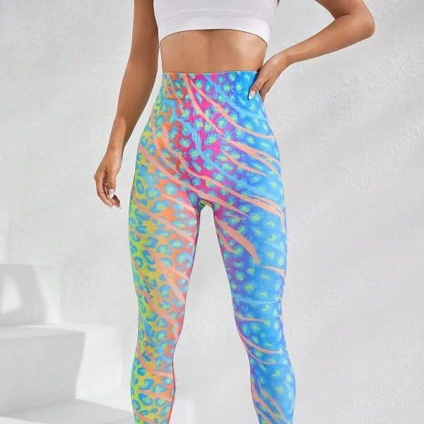 Seamless Tie-Dye Peach Yoga Pants High-Waist Butt-Lifting