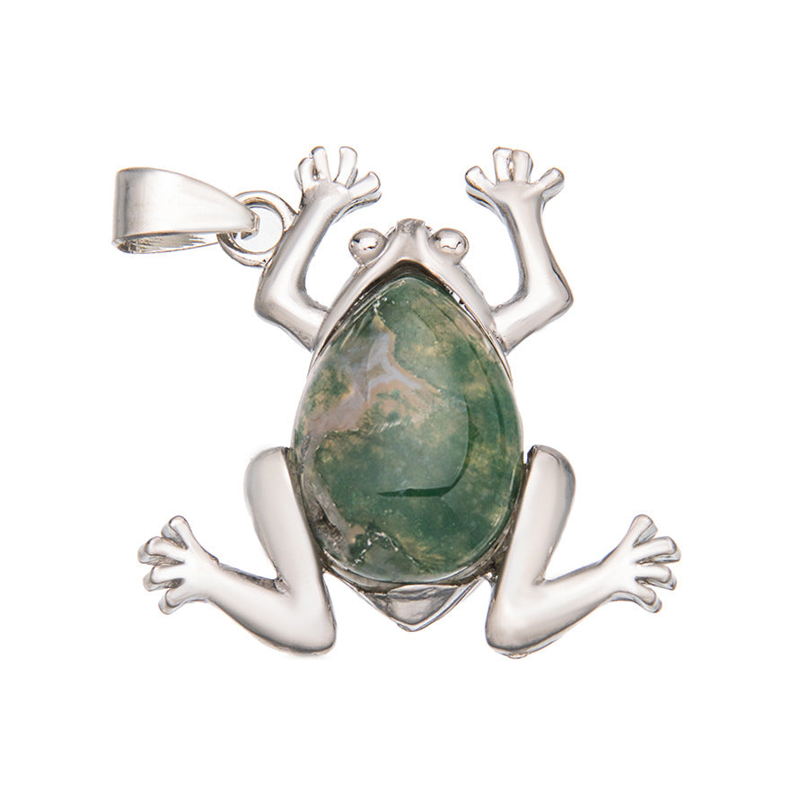 Crystal Gem Alloy Frog Pendant Necklace