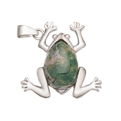 Crystal Gem Alloy Frog Pendant Necklace