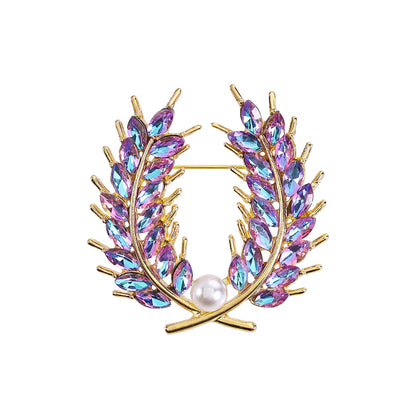 Crystal Wheat Brooch