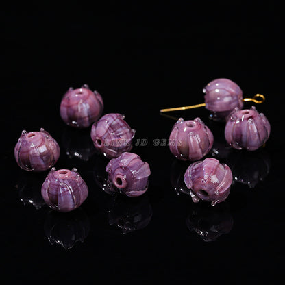 Perlas sueltas de loto esmaltado morado 