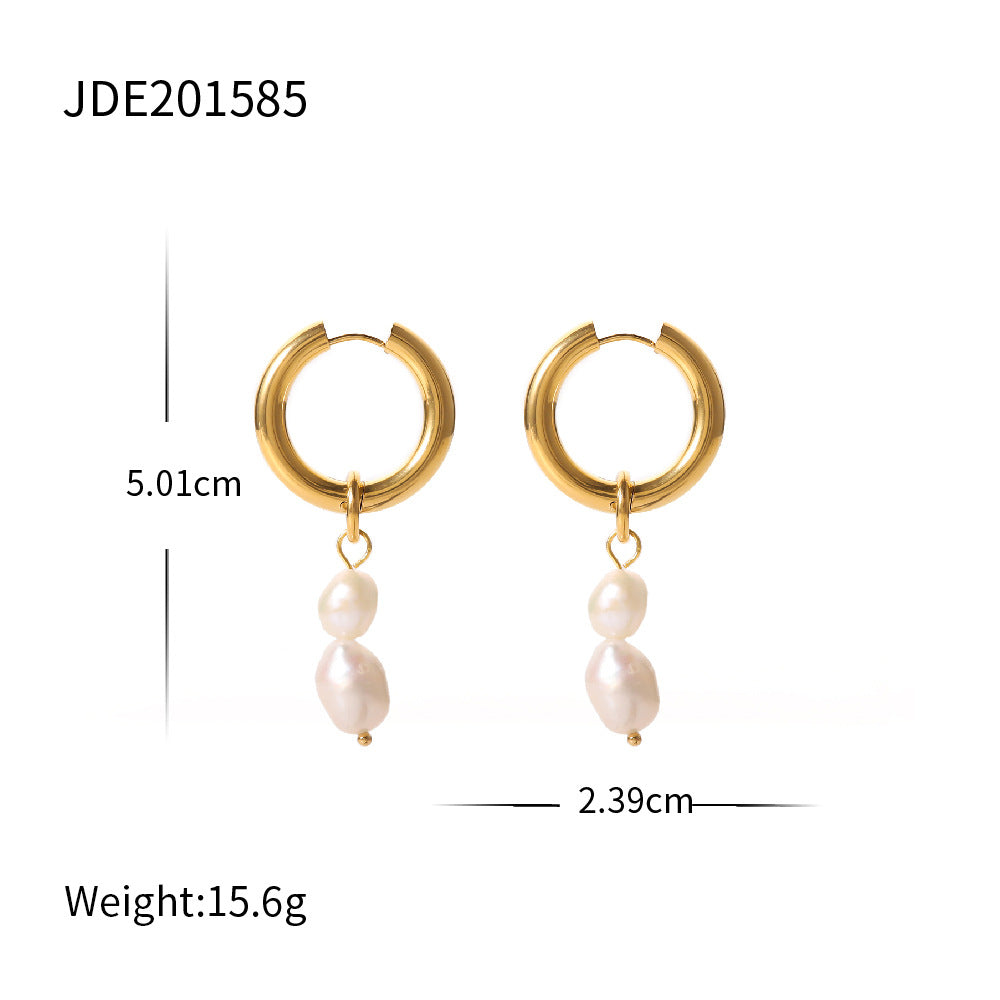 Stainless Steel Freshwater Pearl Earrings