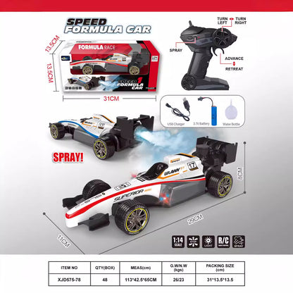 1:14 Scale Remote Control Formula Racing Car with Spray Function, Available in 5, 6, and 8 Channels Wireless Stunt Car