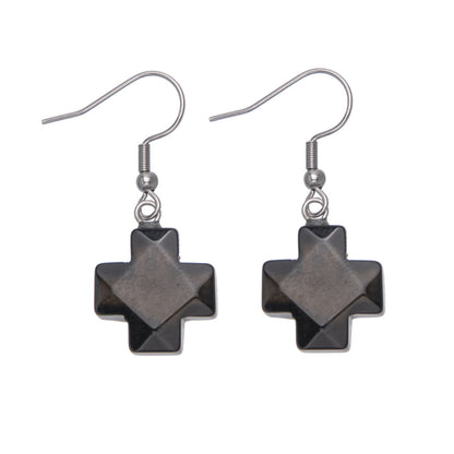 Crystal Cross Faceted Stainless Steel Earrings