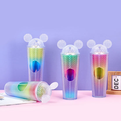 Mickey Durian Cup Diamond Plastic Straw Cup