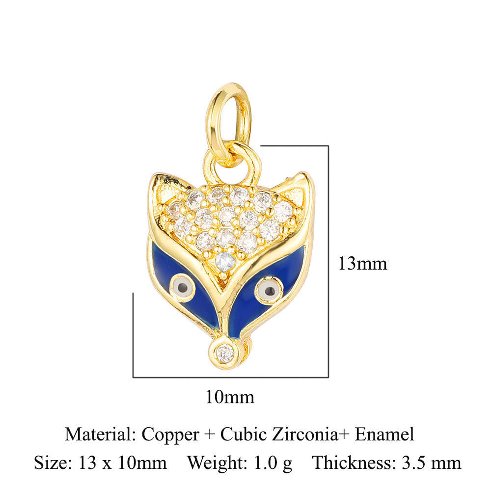 Copper zircon DIY animal necklace bracelet pendant