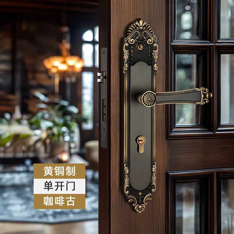 Chinese all-copper double-opening door lock