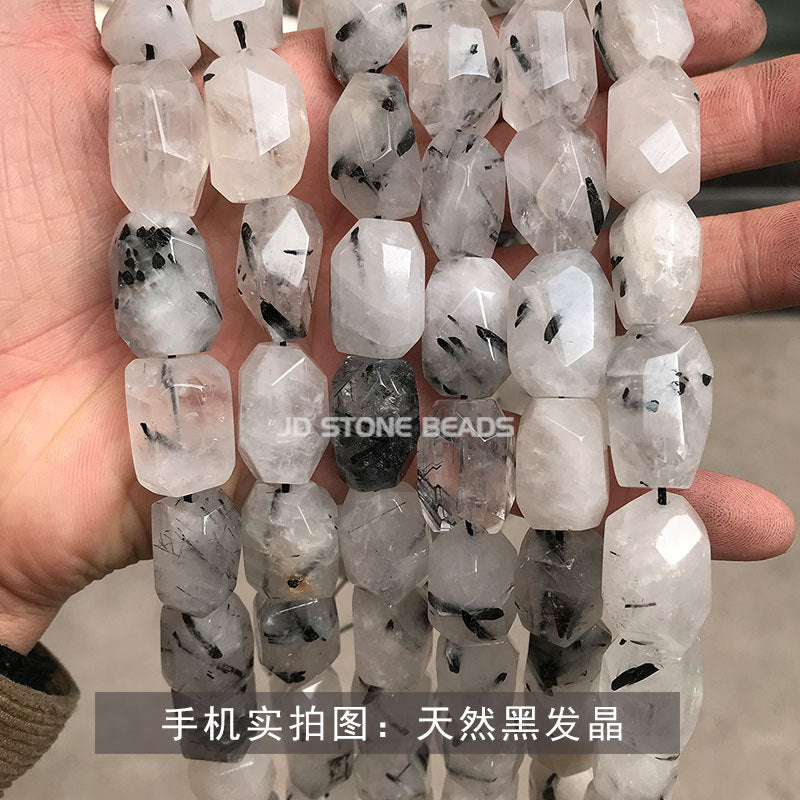 15 * 20Mm crystal rough stone cut face straight hole with shape DIY