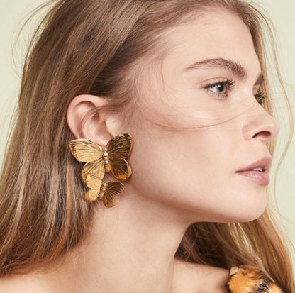 Gold butterfly earrings personalized jewelry