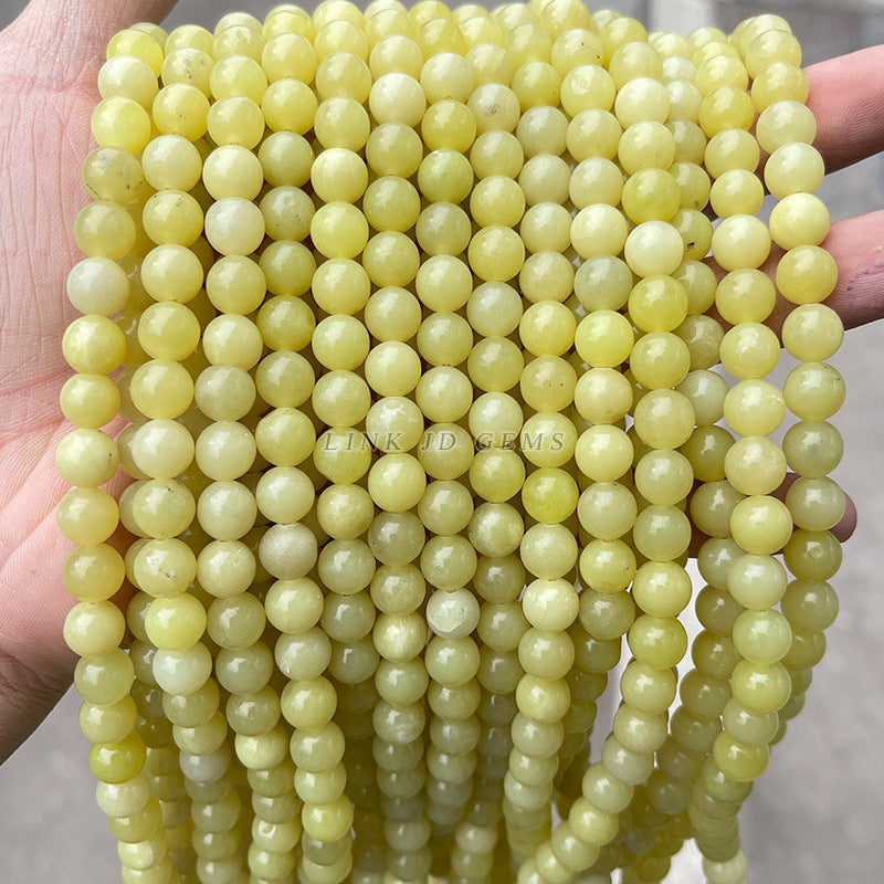 Natural spicy stone loose beads lemon jade round beads