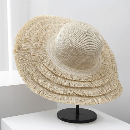 Women Summer Sun Protection Straw Casual Beach Travel Elegant Wide Brim