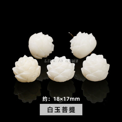 White Jade Bodhi Cat Claw Through Hole Loose Beads