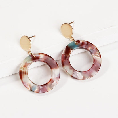 Acetate version stud earrings multi-color pattern resin