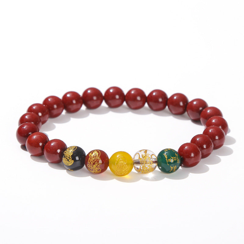 Cinnabar bracelet agate five-way God of Wealth bracelet