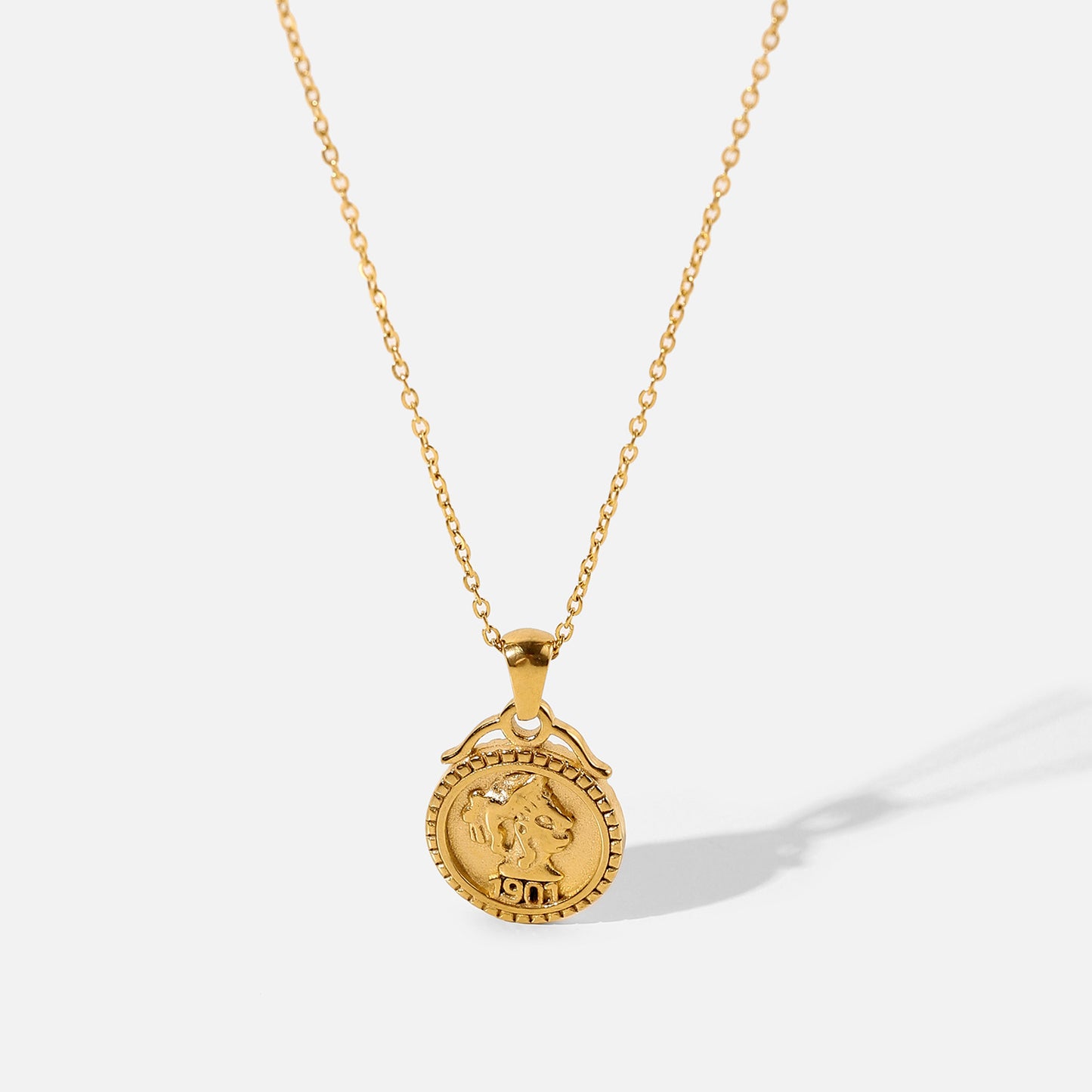 Queen's Head Coin Pendant Necklace