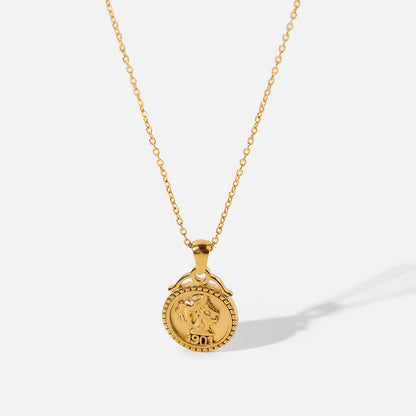 Queen's Head Coin Pendant Necklace