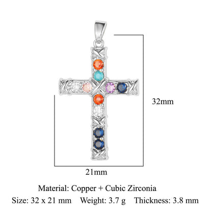 Cross Copper Micro-Inlaid Zirconia Pendant