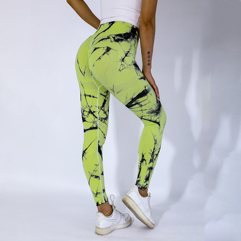 Tie-Dye High-Waist Butt-Lifting Sports Pants for Women