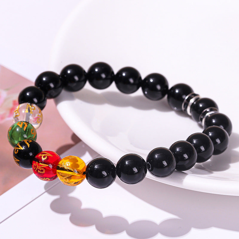 Agate six-character mantra bracelet