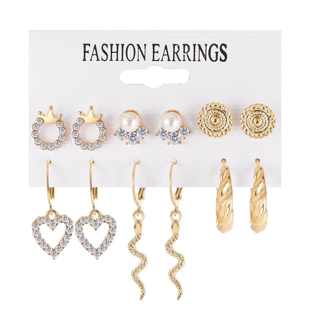 New Pearl Chain Earring Set 6 Pieces