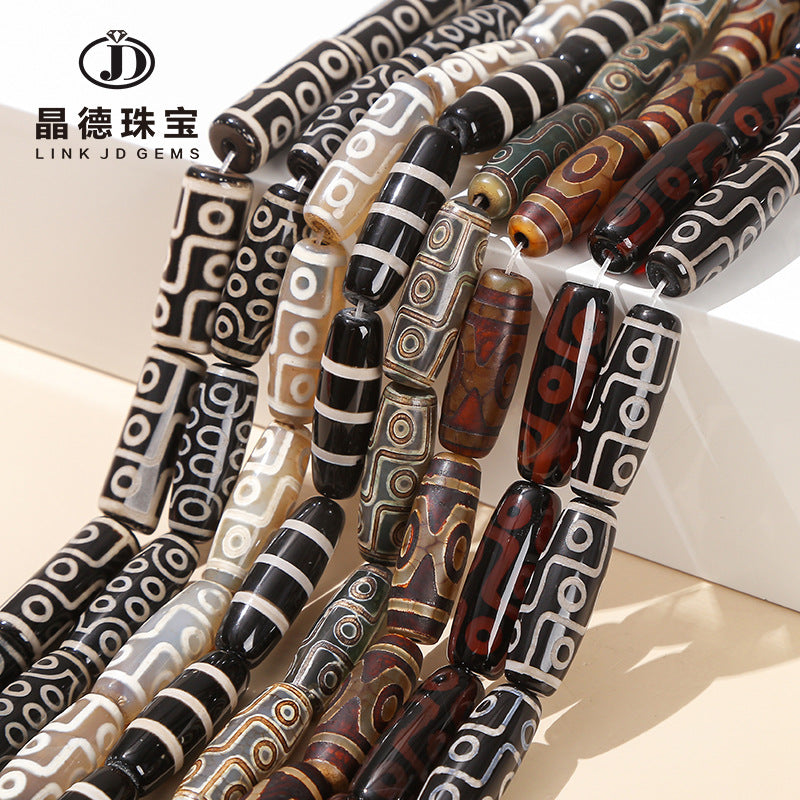 10 * 30 natural agate dzi beads long barrel beads