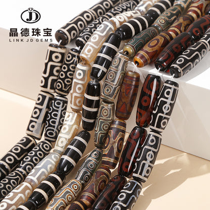 10 * 30 natural agate dzi beads long barrel beads