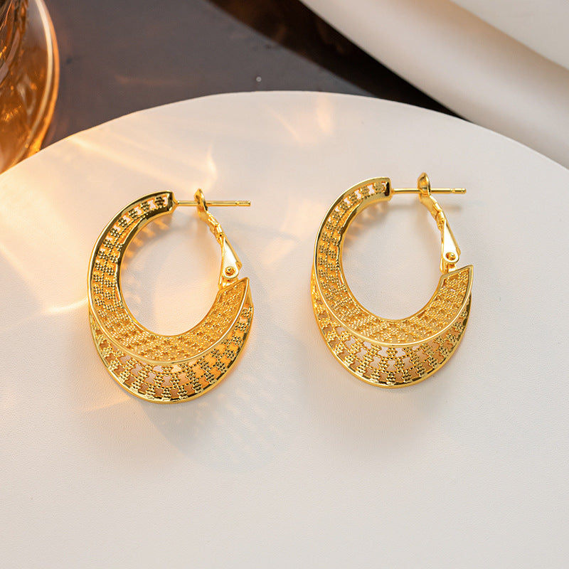 18K Gold Plated Hollow O-Shaped Earrings