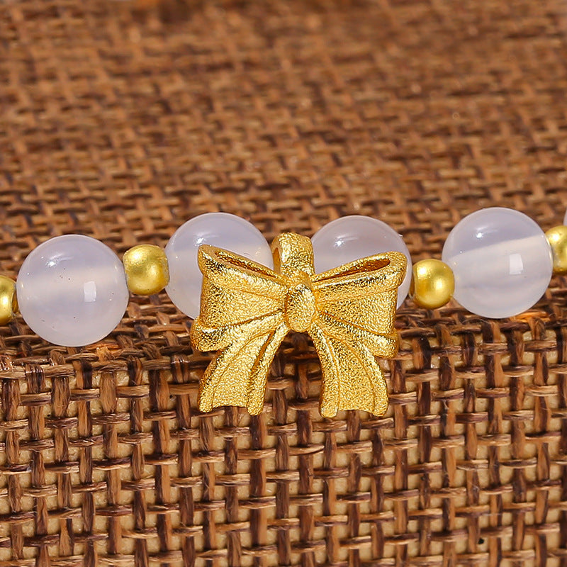 Natural white agate bow bracelet