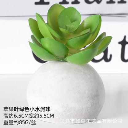 Simulation small cement ball succulent bonsai green plant potted