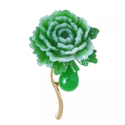 Chinese wind green peony brooch